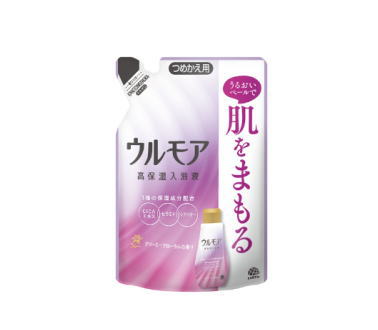 うるおいベールで肌をまもる　高保湿入浴液。 角層深くまで浸透する3種の保湿成分とうるおいベール成分が、肌をやさしく包みうるおいを閉じ込めます。乳白色のお湯です。 【香り】　クリーミーフローラルの香り 【湯の色】　乳白色（にごり） 内容量：480mL（約12回分）※40mL使用の時