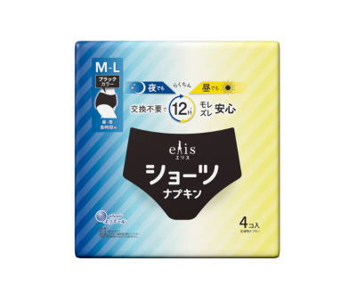 乐天商城 - 大王製紙 エリスショーツ M~Lサイズ 昼・夜 長時間用 ブラックカラー 4枚