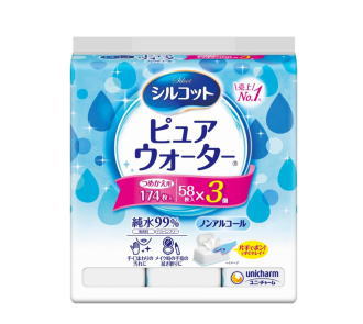 ユニ・チャーム シルコット ピュアウォーター ウェットティッシュ つめかえ用58枚×3パック