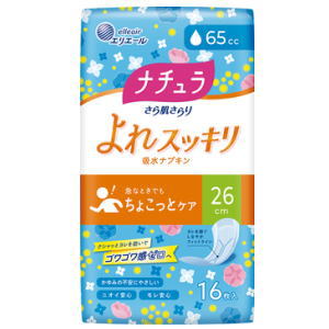 乐天商城 - 大王製紙 ナチュラ さら肌さらり よれスッキリ吸水ナプキン 26cm 65cc 16枚入