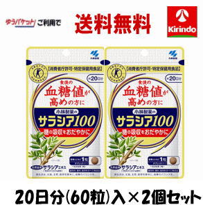 ゆうパケットで送料無料 2個セット 小林製薬 サラシア100 60粒(20日分)入 特定保健用食品 トクホ×2袋セット 軽減税率対象商品