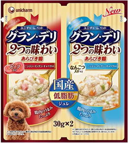 ユニ・チャームペット グラン・デリ 2つの味わい パウチジュレ 成犬用 ビーフ＆軟骨 30g×2