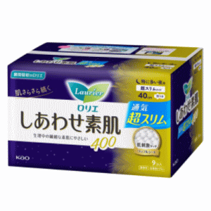 花王 ロリエ しあわせ素肌 超スリムタイプ 特に多い夜用 羽つき 400 9コ入【医薬部外品】