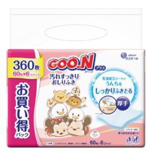 大王製紙 グーン(GOON)グーンプラス 汚れすっきりおしりふき 60枚×6個パック