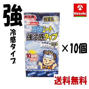 送料無料 10個セット k-select(ケーセレクト) 冷却シート 強冷感タイプ 10時間 大人用16枚入り×10個 冷却グッズ 通勤 通学 運動 背中 首