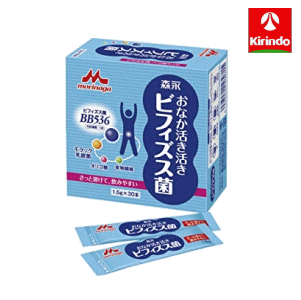 おなか活き活きビフィズス菌は、4つの成分で腸内フローラバランスをサポート！さっと溶けて飲みやすい顆粒タイプのシンバイオティクス食品です。※シンバイオティクスとは、プロバイオティクス（ビフィズス菌や乳酸菌など）とプレバイオティクス（オリゴ糖や食物繊維など）を組み合わせた概念です。 内容量：1.5g×30本 形状：粉末 保存方法：常温保存 容器形態：アルミスティック 栄養成分マーク ビフィズス菌シールド乳酸菌オリゴ糖 たんぱく質量：0.01～0.07g/1本 賞味期限：製造日より18か月 区分：サプリメント│乳酸菌 広告文責(株)キリン堂 078-413-1055おなか活き活きビフィズス菌は、4つの成分で腸内フローラバランスをサポート！さっと溶けて飲みやすい顆粒タイプのシンバイオティクス食品です。※シンバイオティクスとは、プロバイオティクス（ビフィズス菌や乳酸菌など）とプレバイオティクス（オリゴ糖や食物繊維など）を組み合わせた概念です。おすすめポイントビフィズス菌BB536　100億個/1本Bifidobacterium longum BB536（ビフィドバクテリウム ロンガム BB536）ビフィズス菌BB536は健康な乳児から発見された“ヒト”由来のビフィズス菌です。生きたまま大腸まで届き、腸内での悪玉菌の増殖を抑えます。シールド乳酸菌&#174;100億個/1本Lactobacillus paracasei MCC1849（ラクトバチルス パラカゼイ MCC1849）森永乳業が保有する数千株の菌株の中から選び抜かれた、健康力をサポートする乳酸菌です。オリゴ糖ミルクオリゴ糖であるラクチュロースを配合しています。ラクチュロースは直接大腸に届いて、善玉菌であるビフィズス菌の増殖を助けます。食物繊維水溶性食物繊維である難消化性デキストリンを配合しています。お召し上がり方1日1本程度を目安に、水などと一緒にお召し上がりください。水、ぬるま湯、飲料等に溶かしてもお召し上がりいただけます。（高温のお湯や飲料の使用はお控えください