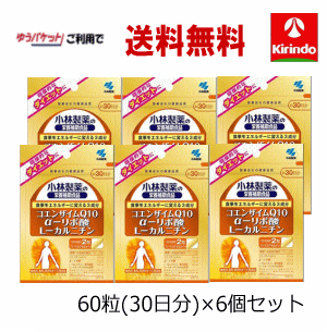 ゆうパケットで送料無料 6個セット 小林製薬の栄養補助食品 コエンザイムQ10 α-リポ酸 L-カルニチン 60粒約30日分×6個 軽減税率対象商品