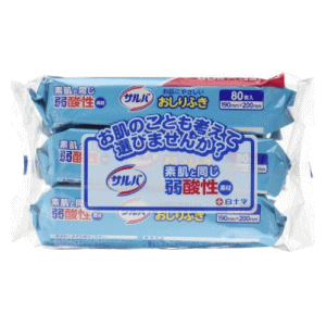白十字 サルバ お肌にやさしいおしりふき 80枚入×3個パック