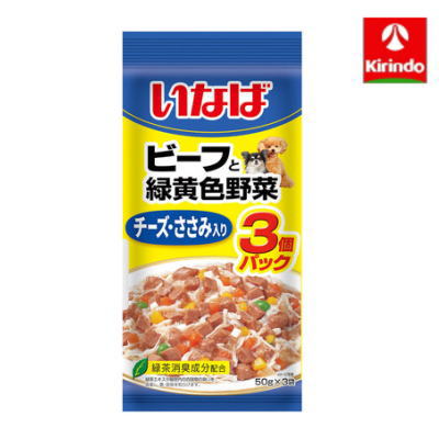 乐天商城 - いなばペットフード ビーフと緑黄色野菜 チーズ・ささみ入り 50g×3袋