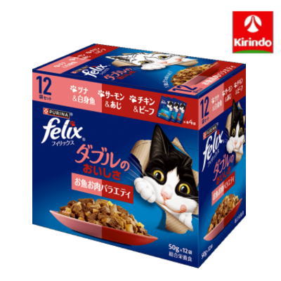 やわらかくほぐした2種類のお肉やお魚のおいしさをジューシーなゼリーで包み込んだ自慢のごはん。 お気に入りの2つの味を1皿で味わえてネコさん大満足！ ・ツナ＆白身魚 ・サーモン＆あじ ・チキン＆ビーフ　