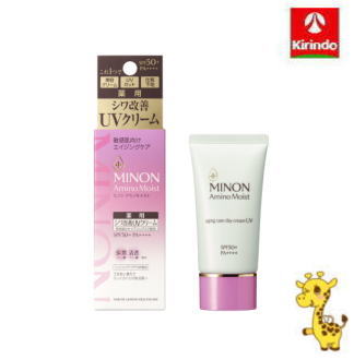 シワが気になる敏感肌に。 紫外線から守り、ハリのある明るい印象の艶肌へ。 SPF50+ PA++++ ・これ1本でシワ改善美容クリーム・UVカット・化粧下地 ・最高*1 UVカットで、低刺激性処方。紫外線吸収剤を使わないノンケミカルタイプ ・敏感肌を考えたダブルの有効成分配合処方（シワを改善し、しみ・そばかすを防ぐ*2「ナイアシンアミド」、 肌あれを防ぐ「グリチルリチン酸2K」） ・ハリを与え、つや肌に導く「ハリシェイプペプチドWR*3」配合 ・肌になめらかにのびて、やさしく密着するやわらかな使い心地。ごわついた肌にもすっとなじみます ・淡いピンクベージュカラーで肌のくすみ感をカバーしナチュラルにトーンアップ ・艶肌ダブルカラーパウダー配合で、立体感のあるメリハリフェイスへ *1 ミノン アミノモイストシリーズ内 SPF50+ PA++++ *2 メラニンの生成を抑え、しみ・そばかすを防ぐ *3 ヤシ油脂肪酸水解コラーゲンK エイジングケア：年齢に応じたお手入れ●メーカー：第一三共ヘルスケア　〒103-8234　東京都中央区日本橋三丁目14番10号　03-5255-6222●区分：医薬部外品●原産国：日本●広告文責：(株)キリン堂　078-413-1055