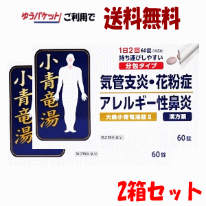 ゆうパケットで送料無料【第2類医薬品】2個セット大峰小青竜湯錠ll 60錠入り×2箱セット 花粉症対策 鼻炎 鼻水 ★セルフメディケーション税制対象商品