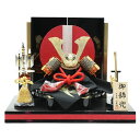 五月人形 兜飾り平飾 一久作 8号 赤染め麻和紙LED付 2024-yb166 幅45cm 端午の節句 節句 お祝い インテリア