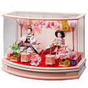 雛人形 ケース飾り 麗羽 三五 親王飾り 幅53cm 六角R型 アクリルケース 桃ぼかし 電気入雪洞付 f1-2 ケース入り ひな人形