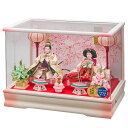 雛人形 ケース飾り 菜摘 小三五 親王飾り 幅48cm 彩色塗 アクリルケース オルゴール内蔵 電気入雪洞付 f4-10 ケース入り ひな人形