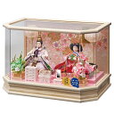 雛人形 ケース飾り 真琴 小三五 親王飾り 幅49cm 六角W アクリルケース オークぼかし 電気入雪洞付 f4-4 ケース入り ひな人形