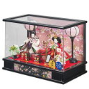 雛人形 ケース飾り 綾香 豆 親王飾り 幅42cm 黒塗り アクリルケース 電気入雪洞付 f5-13 ケース入り ひな人形