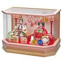 雛人形 ケース飾り 彩乃 豆 親王飾り 幅42cm 六角W アクリルケース オーク 電気入雪洞付 f5-7 ケース入り ひな人形
