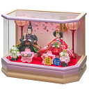 雛人形 ケース飾り 彩乃 豆 親王飾り 幅42cm 六角W アクリルケース オーク オルゴール内蔵 電気入雪洞付 f5-8 ケース入り ひな人形