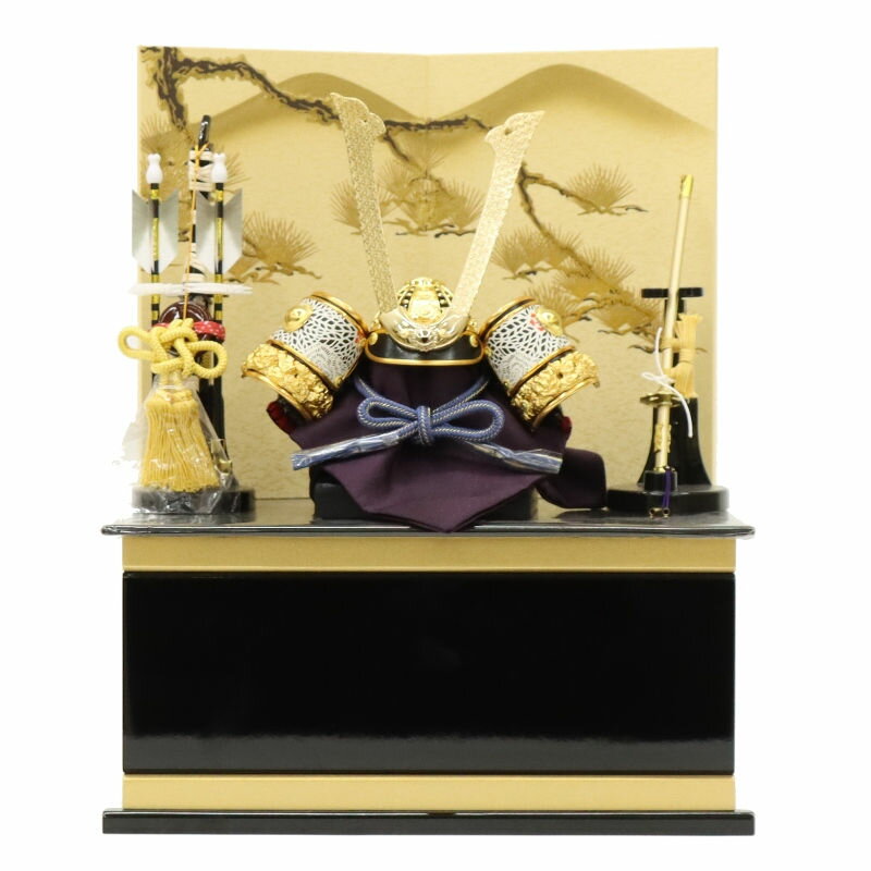 五月人形 兜飾り収納飾 5号 陽翔 金彩松 2025-tb042 幅35cm 御兜 端午の節句 節句 お祝い インテリア