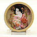 羽子板 壁掛け飾り あやか 円形 高さ22cm スタンド付き アクリル 円型ケース (2024-tst066) 押絵振袖羽子板 額飾り お正月飾り