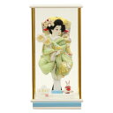 羽子板 ケース飾り いろは 10号 高さ44.5cm グリーン ホワイト×ブルーケース (2024-tst070) 押絵振袖羽子板 ケース入り お正月飾り