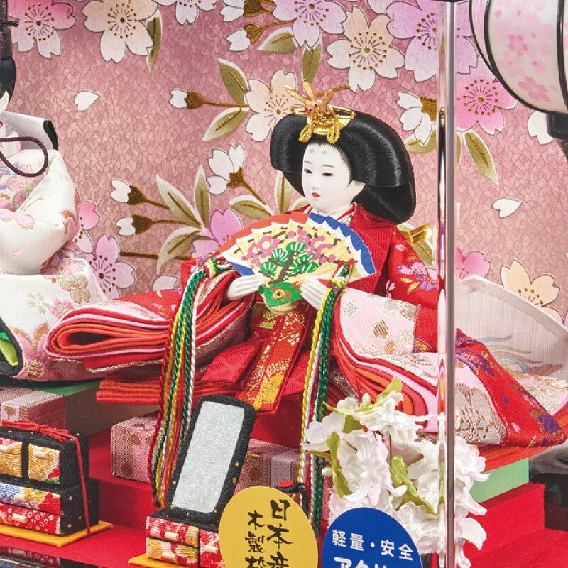雛人形 ケース飾り 綾香 豆 親王飾り 幅42cm 黒塗り アクリルケース ブラック 電気入雪洞付 2人 ケース入り ひな人形 3