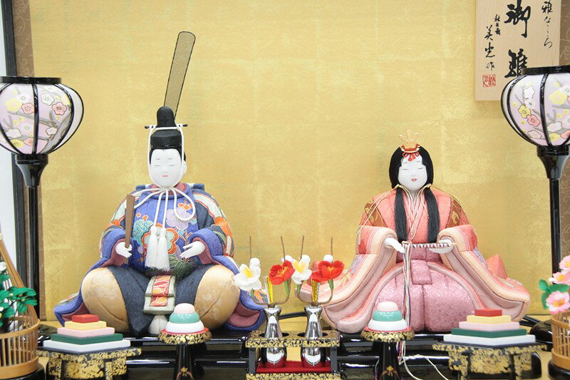アウトレット品 雛人形ケース飾り No.475 黒塗り ガラス前開き 雪洞電気入り 木目込み親王ケース飾 ケース入り雛人形 幅60.5cm (22a-ya-1470) インテリア ディスプレイ 見切処分品 3