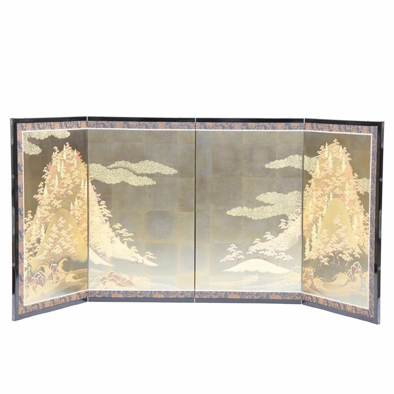 アウトレット品 五月人形五月屏風 屏風のみ 75cm 彩箔 金彩 松山 四曲屏風 幅120～140cm (22a-ya-2766) インテリア ディスプレイ 見切処分品