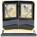 アウトレット品 五月人形平飾台 屏風・台セット 20号 黒塗 彫金松鷹 幅68cm (22a-ya-3071) インテリア ディスプレイ 見切処分品