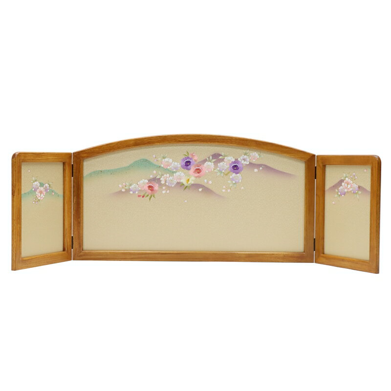 Hinamatsuri - アウトレット品 雛人形三月屏風 屏風のみ 15号 刺繍枝桜 倫光 書院 ケヤキ塗 飾り幅105～120cm (22a-ya-2173) インテリア ディスプレイ 見切処分品