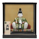 天神様人形 ケース入り 木目込み人形 子ども天神 幅27cm (22ht07/22hf01) 芳俊作 正絹グリーン 烏帽子 菅原道真公 学問の神様 合格祈願