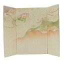 アウトレット品 屏風 屏風のみ 21号 三曲屏風 金彩 扇に貝桶 幅65~70cm (23a-ya-0207) インテリア ディスプレイ 見切処分品