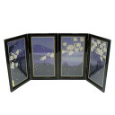アウトレット品 屏風 屏風のみ 20号 二曲一双屏風 富士に桜 黒塗 幅100~105cm (23a-ya-0224) インテリア ディスプレイ 見切処分品|詳細画像