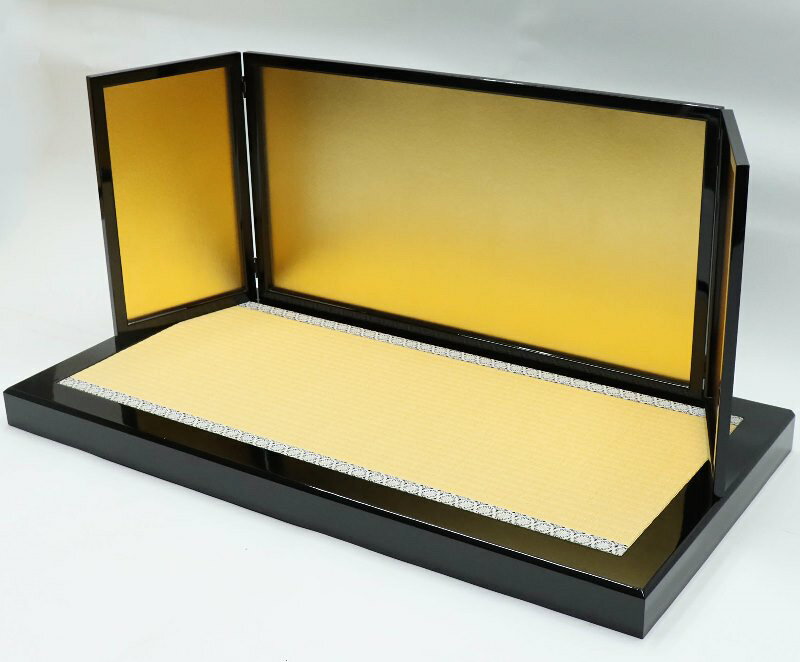 さくらソレイユ 楽天市場店のアウトレット品 屏風台 台屏風セット 110号 T31-1100 金箔 15号金屏風付 幅110cm (23a-ya-0465) インテリア ディスプレイ 見切処分品｜アングル2
