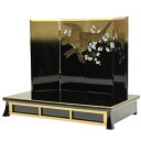 アウトレット品 台屏風セット 13号/20号 桜鷹 四曲屏風/黒金ボカシ脚付き平台 幅60cm (24a-ya-0018) インテリア ディスプレイ 見切処分品