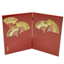 アウトレット品 屏風 単品 33cm 金彩扇子 二曲屏風 朱 飾り幅:42~46cm (24a-ya-0231) インテリア ディスプレイ 見切処分品