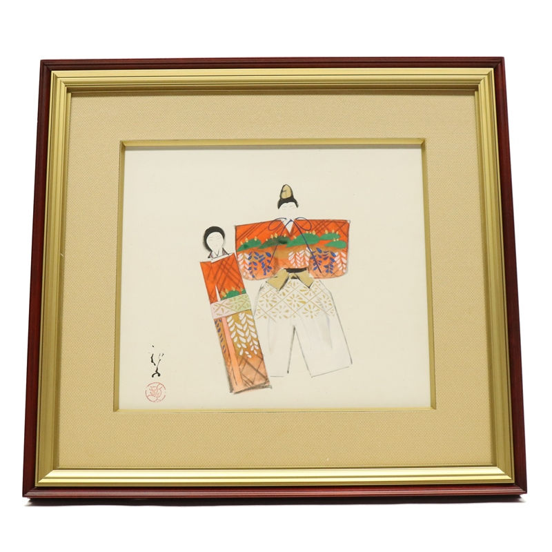アウトレット品 額絵 桃の節句 川端龍子 雛 幅57cm (24a-ya-0331) インテリア ディスプレイ 見切処分品