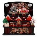 雛人形 五人 三段飾り 雛ごよみ 黒ボカシ桜屏風 幅92cm (4K15GP008) 5人 ひな人形