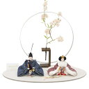 雛人形 親王平飾り 田村芙紗彦 京十二番 TenTen 青×エンジ hn404 hs716 幅60cm モニュメント丸窓SAKURA MIROKU白 2人 (2...