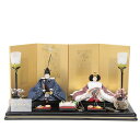 雛人形 親王平飾り 田村芙紗彦 京十二番 TenTen 青×エンジ hn404 hs841 幅60cm 裏箔金桜屏風 2人 (24hina-ya-to0843)...
