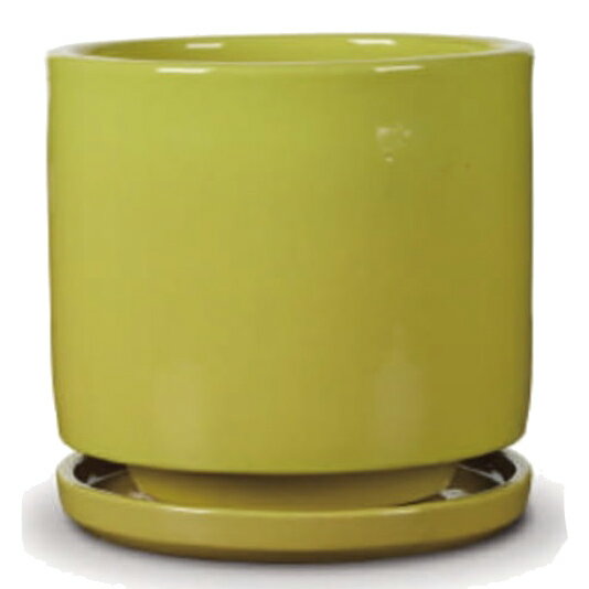 花・観葉植物用ポット ビトロ エンデカ L 13号/A イエロー釉（1個入り）vt-r11y13p [KTp315] 中型ポット 受皿付 （代引き不可）ホテル・オフィスビル・店舗 エクステリア インテリア
