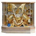 五月人形 ケース入り 兜飾り 六角東山 盛上げ大鍬型の兜 アクリルケース 幅43cm ホワイトオーク fn1-1 五月人形ケース飾