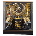 五月人形 ケース入り 着用兜飾り 徳川 S型 徳川家康の兜 アクリルケース 幅48cm 黒金塗り fn3-4 戦国武将 五月人形ケース飾
