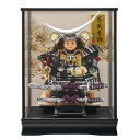 五月人形 ケース入り 子ども大将飾り 伊達 銀 鎧着大将 ガラスケース 幅38cm 黒塗り fn4-9 戦国武将 五月人形ケース飾