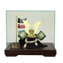 五月人形 兜 ケース飾り 辰広 緑中鍬 1/6 江戸甲冑花梨アクリル (572056002)