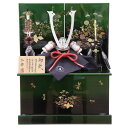 五月人形 兜 収納飾り 1/4 幅40cm(245to0109)加藤良 上笹 白糸縅 銀小札 江戸甲冑 金彩蜻蛉に秋草 ym1123n(gk169b/yb107...