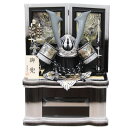 五月人形 着用兜 収納飾り 25号 幅61cm(245to0310)ブロンズ松葉鍬形 黒銀ぼかし龍虎彫金 ym1201n(gk222b/yb1083/yy105...