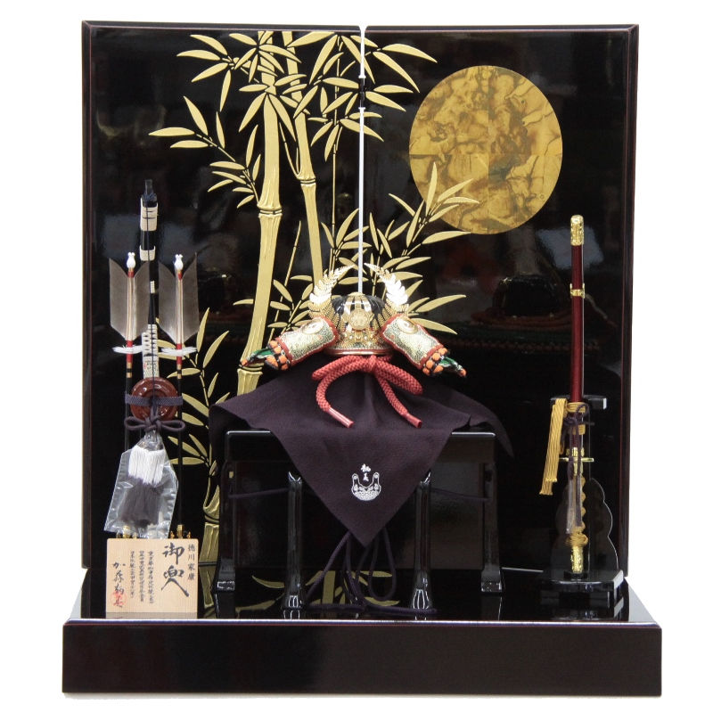 五月人形 兜 平飾り 1/3 幅65cm（245to0448）鞆美 徳川家康 上笠 江戸甲冑 研出し月に竹屏風 ym1098（gk37/yb1019/yd1020/yy1006/gs434） 端午の節句 インテリア