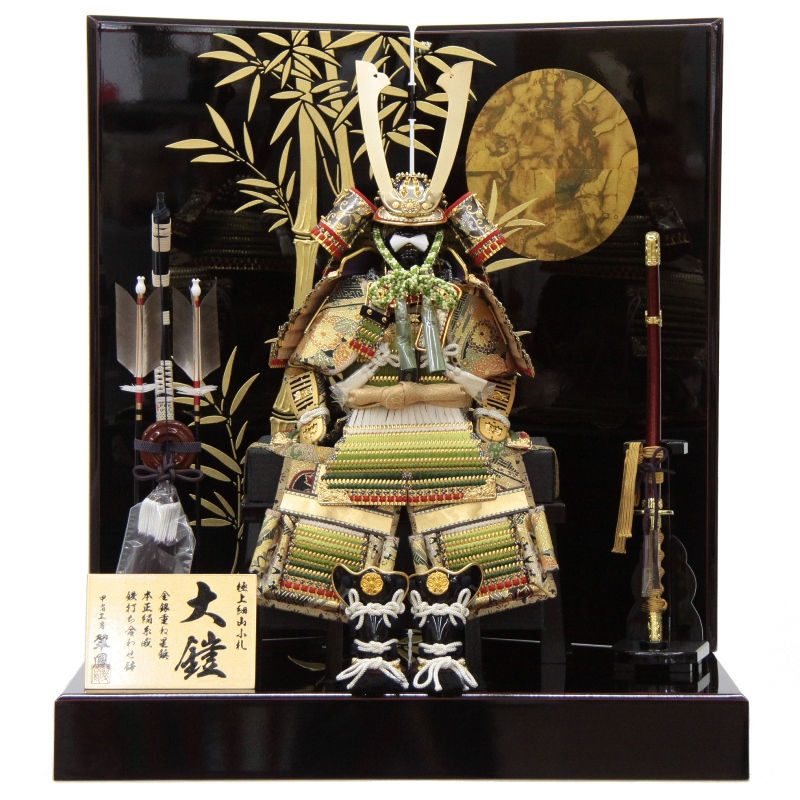 五月人形 鎧 平飾り 7号 幅65cm（245to0457）翠鳳 摩天楼鎧 研出し月に竹屏風 ym1078（gk137/yb1019/yd1020/yy1006/gs434） 端午の節句 インテリア